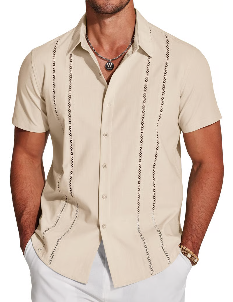 Magnus | Relaxed Fit Embroidered Guayabera Shirt