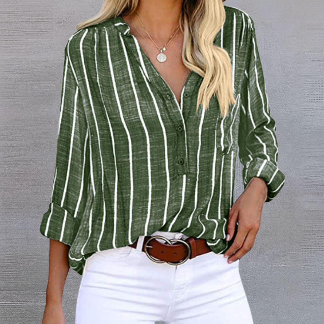 Nellie | Chic Vertical Stripe Blouse