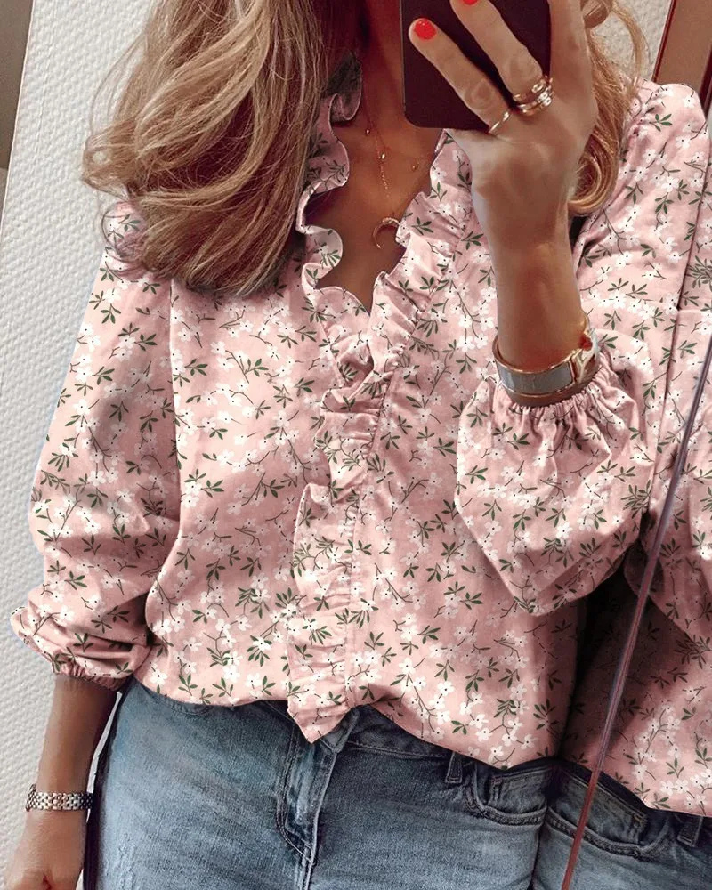 Freya | Long Sleeve Ruffled Blouse