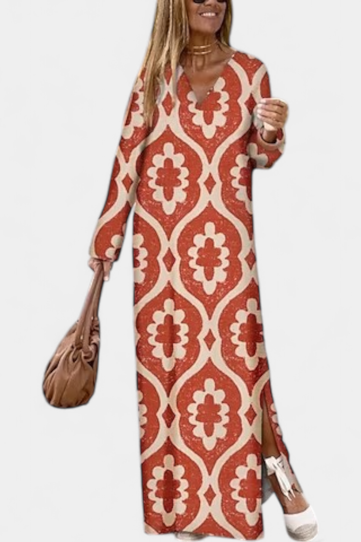 Brea | Geometric V-Neck Dress