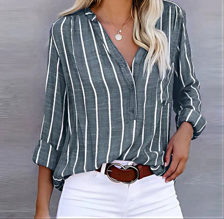 Nellie | Chic Vertical Stripe Blouse