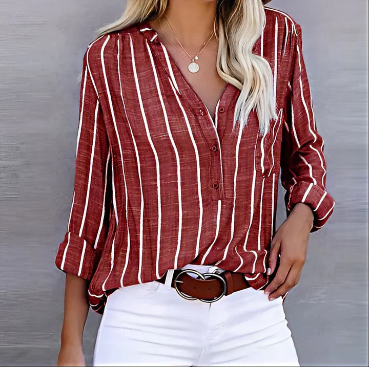 Nellie | Chic Vertical Stripe Blouse