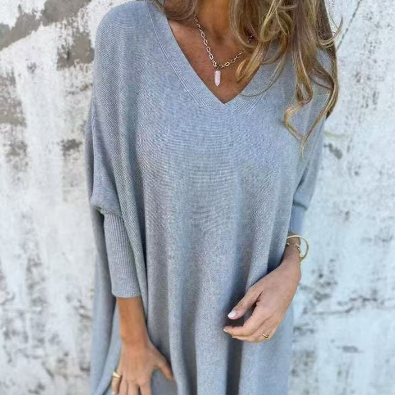 Lyndra | Cozy Loose Fit V-Neck Top