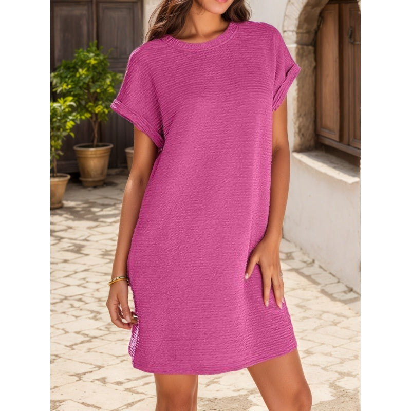Doreen | Casual Pocket Roll-Sleeve Dress