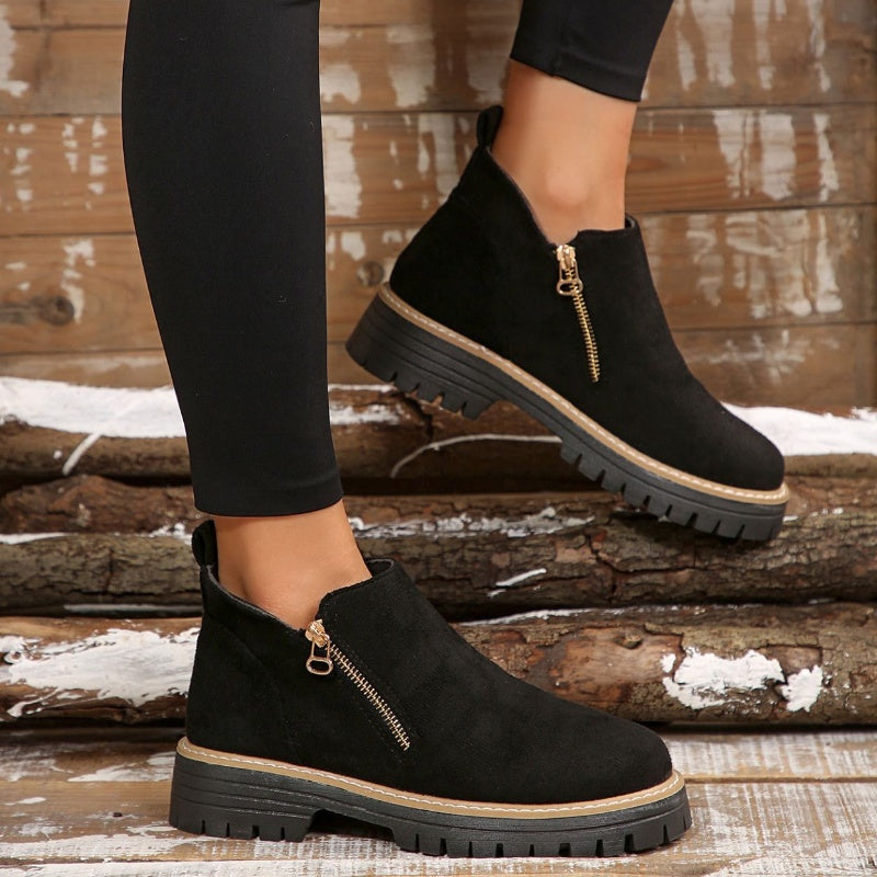 Cathlene | Chunky Side Zip Ankle Boots