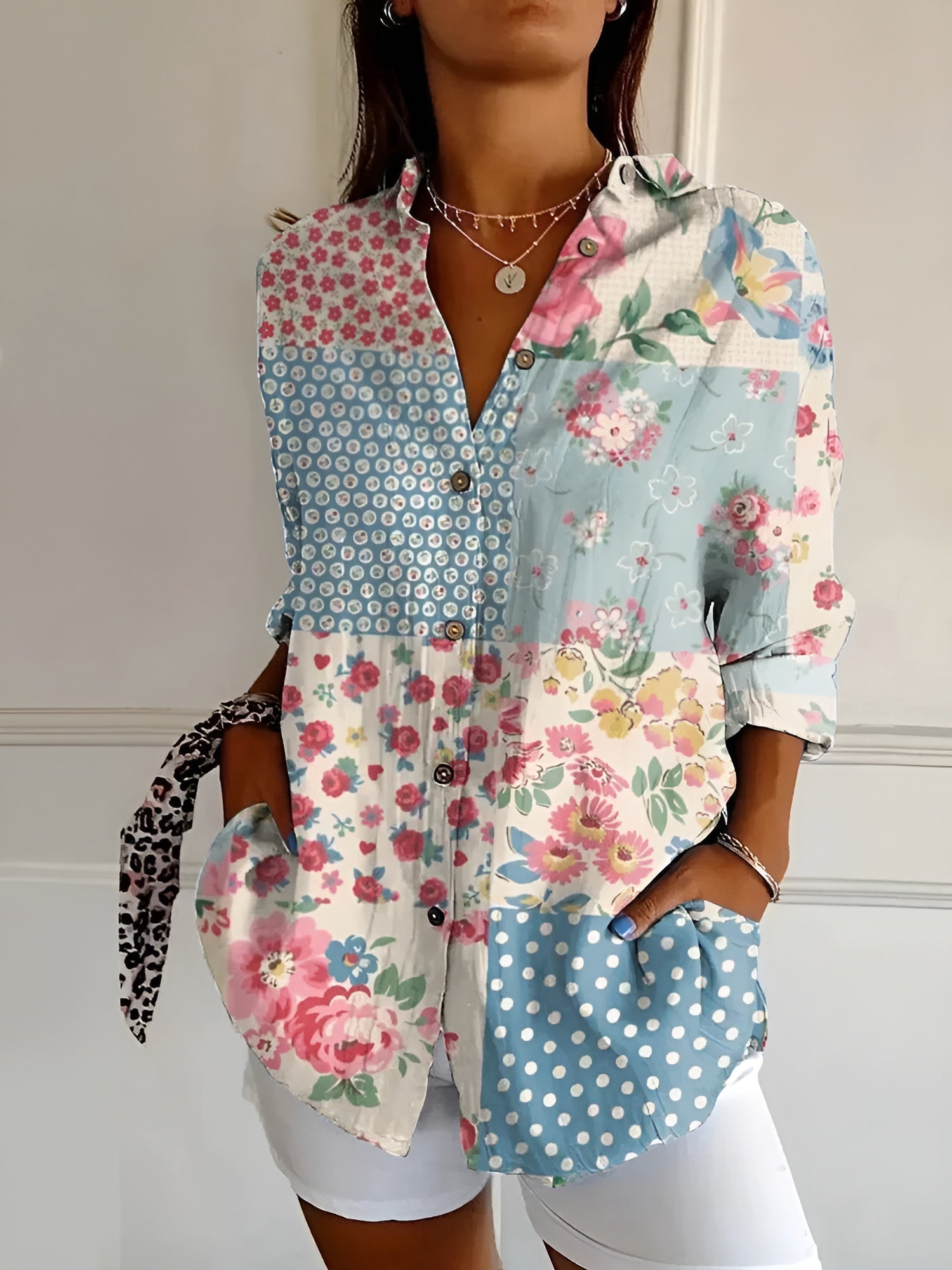 Mylara | Stylish Floral Button-Down Blouse