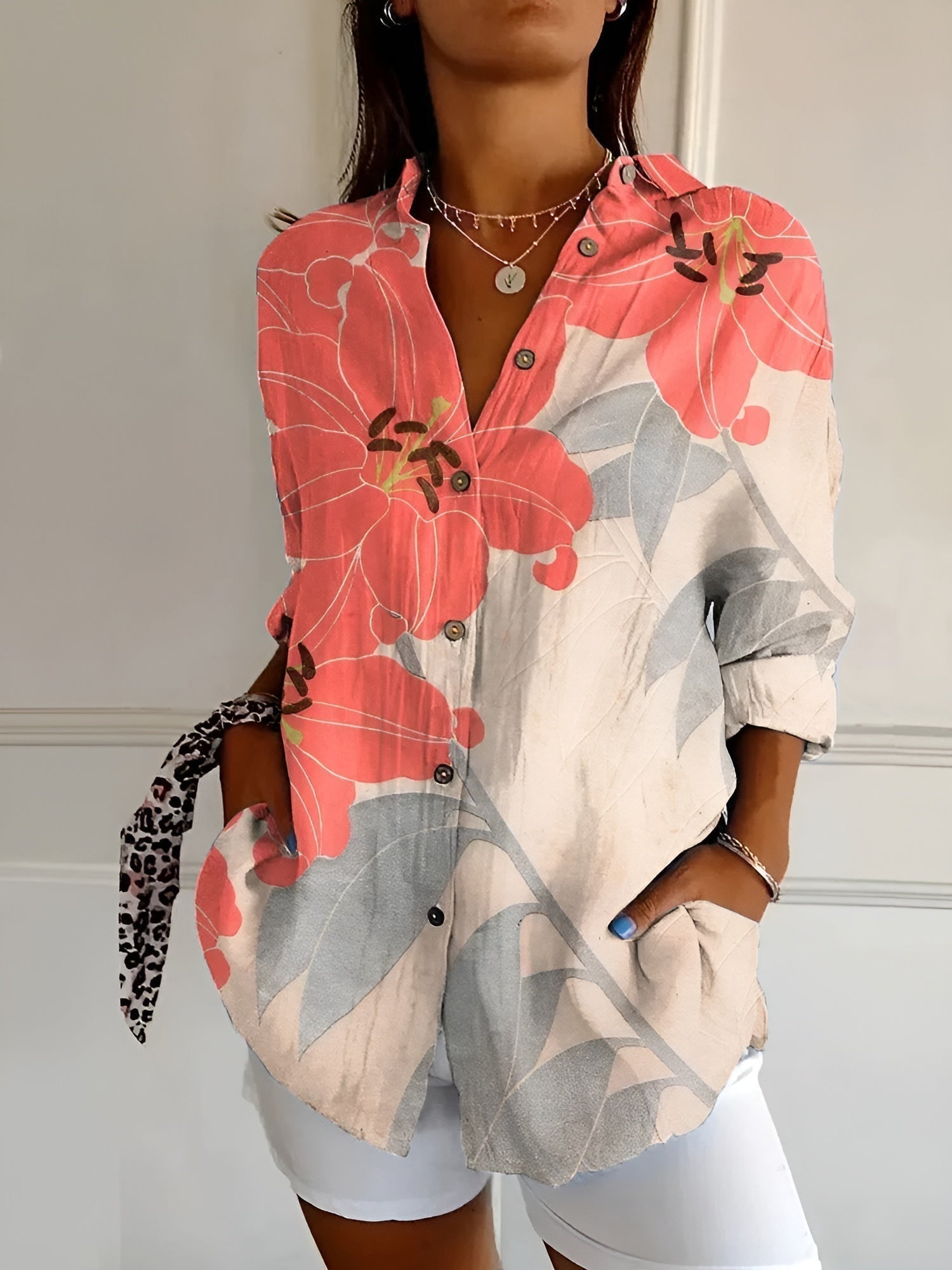 Mylara | Stylish Floral Button-Down Blouse